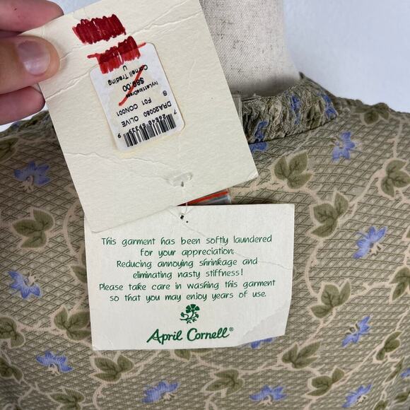 90s April Cornell Rayon Floral Maxi Button Front Sheer Dress Size Small FLAWED - Picture 8 of 16